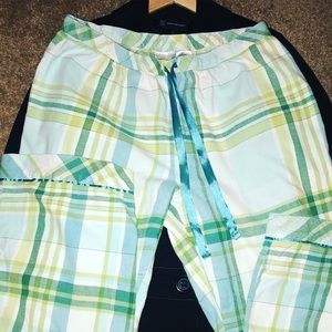 XL green and aqua plaid pajama pants